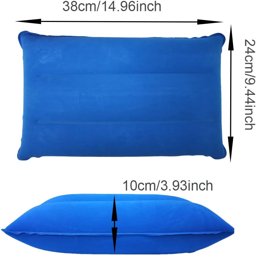 Inflatable Pillow for Camping Travel Pillow Flocked Fabric Air Pillow for Comfortable, Ergonomic Inflating Pillows for Neck & Lumbar Support While Camp Hiking Backpacking (Purple , Red, Royal Blue) - Image 2