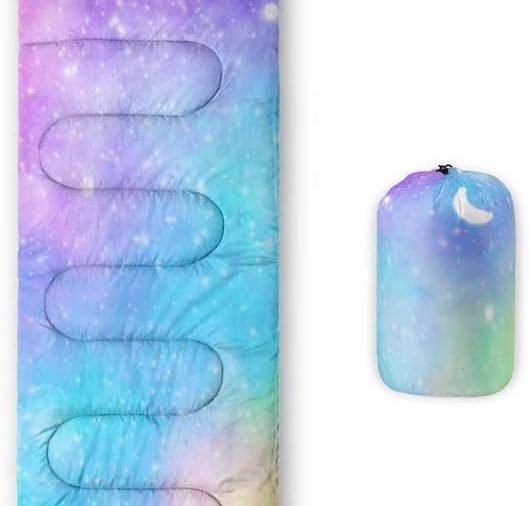 Kids Sleeping Bag for Boys Girls,Rocket Moon Print-Lightweight Warm Portable Outdoor Indoor-Waterproof Cold Weather Resistant Sleeping Bag for Camping Hiking