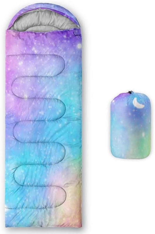 Kids Sleeping Bag for Boys Girls,Rocket Moon Print-Lightweight Warm Portable Outdoor Indoor-Waterproof Cold Weather Resistant Sleeping Bag for Camping Hiking