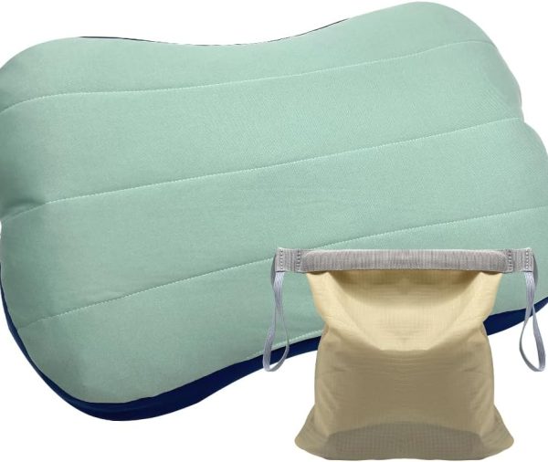 Inflatable Pillow， Camping Pillow with Removable Cover，Ultralight Inflatable Pillow for Neck Lumbar Support - Upgrade Backpacking Pillow - Washable Travel Air Pillows for Camping, Hiking, Backpacking