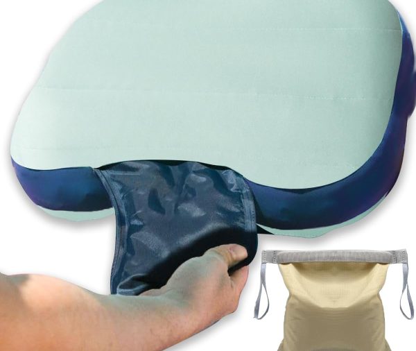 Beach Pillow, Inflatable Camping Pillow, Pool Pillow, Removable Pillowcase, Ultralight Neck and Waist Support, Suitable for Camping, Hiking, Backpacking (with Ice Pack)