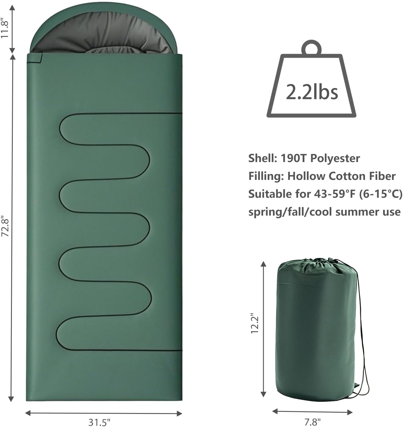 3 Season Lightweight Waterproof Sleeping Bag Indoor & Outdoor for Hiking Backpacking Camping Traveling - Image 2
