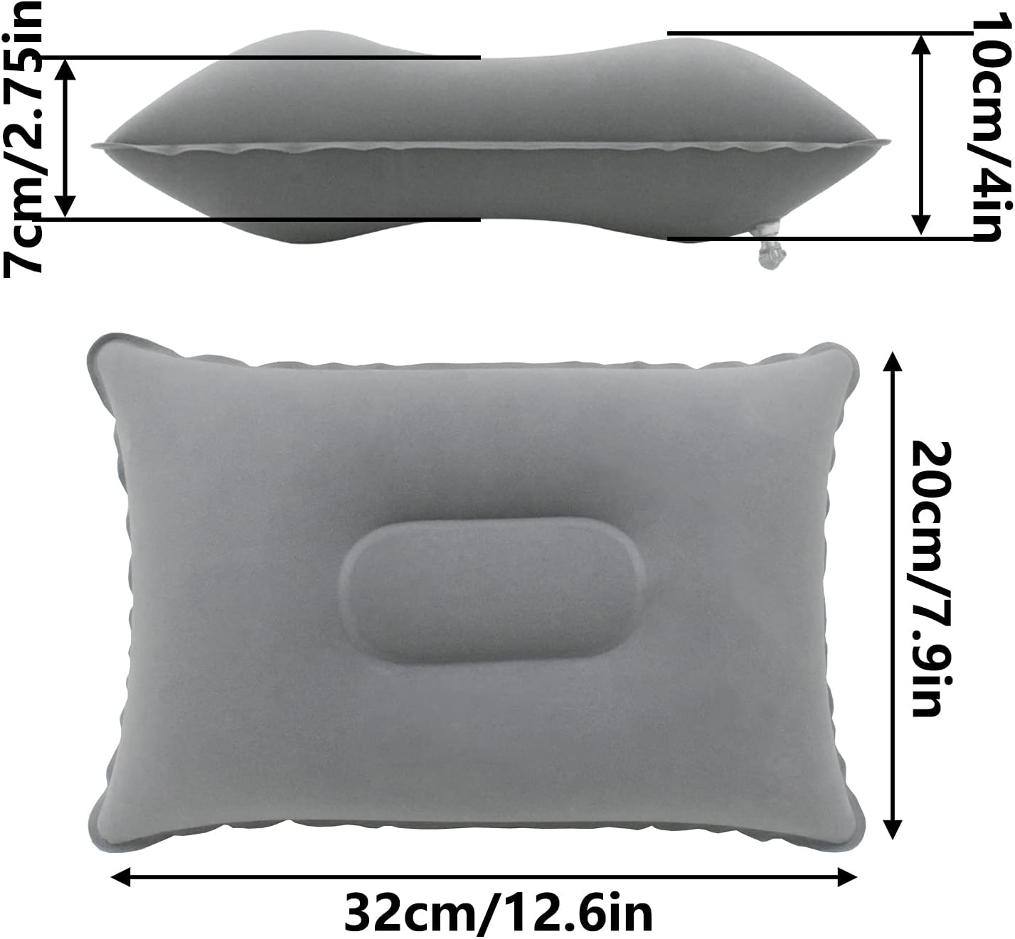 4 Pack Gray Ultralight Inflatable Pillow Small Squared Flocked Fabric Air Pillow for Beach Hiking,Camping,Traveling,Napping,Desk Rest,Neck &Lumbar Support - Image 2