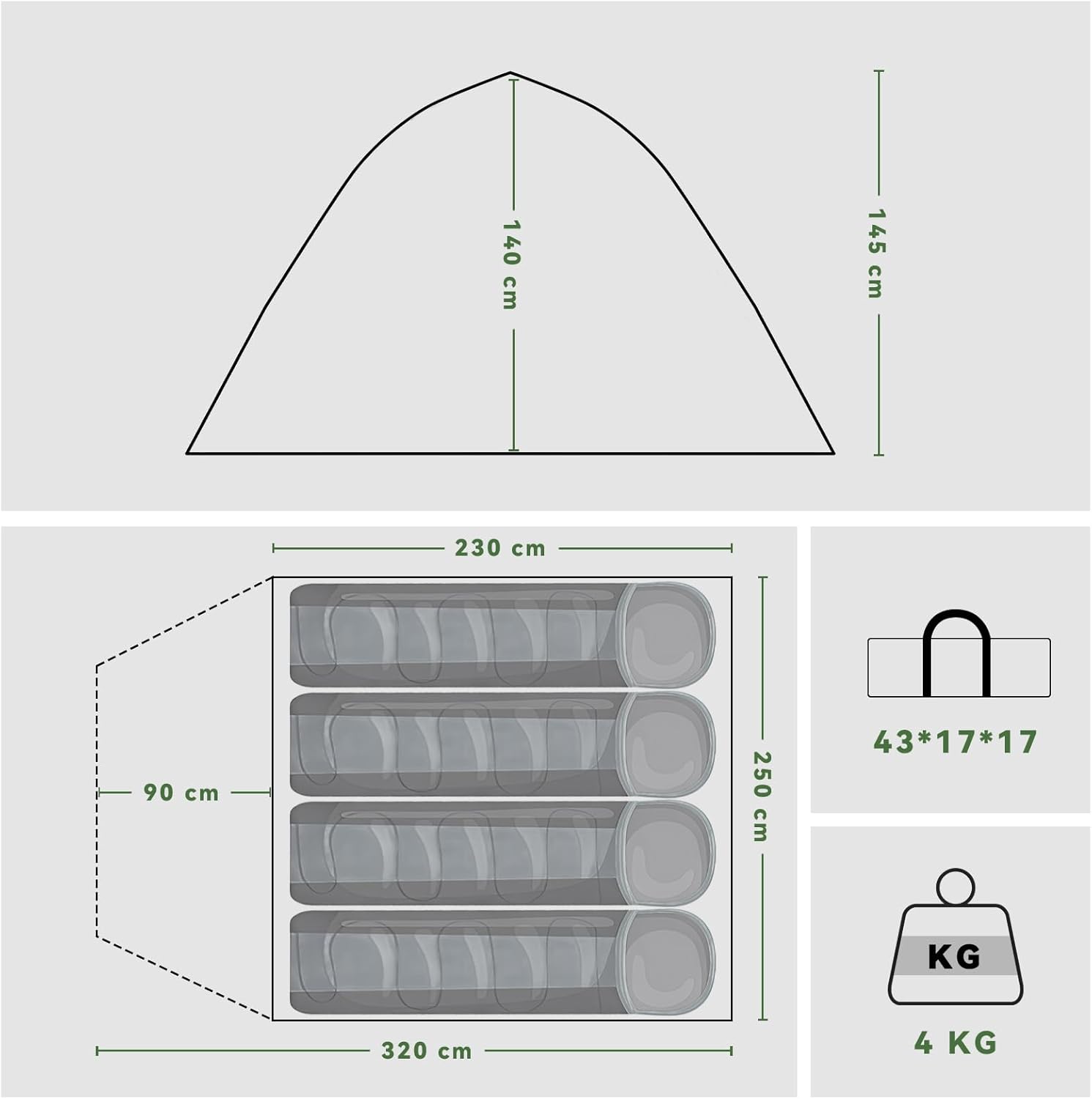Camping Tent with Vestibule, Tents Camping Tent for 2-4 People, Waterproof Tent for Camping, Travel, Trekking, Garden, Dome Tent, Ultralight Backpack, Upgrade - Image 2