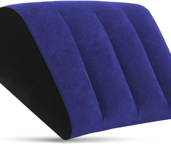 Inflatable Wedge Pillow Blue Minimalist Yoga Posture Aid Cushion Lumbar Leg Support Pillow Reduces Waist and Back Pressure Wedge Cushion for Sleeping, Leg Elevation, Travel