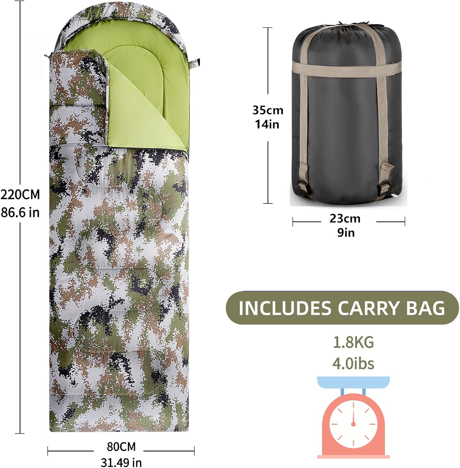 Sleeping Bags for Adults, Teens & Kids - Use for 3-4 Seasons, Warm & Cold Weather - Lightweight,Waterproof, Use for Backpacking, Hiking and Camping - Image 2