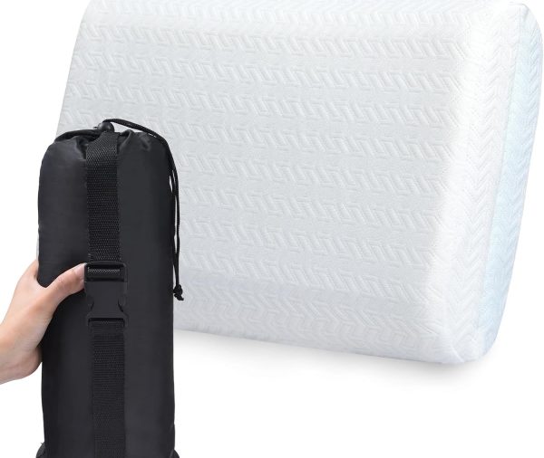 Travel Pillow, Camping Pillow with Washable Cover,Portable Memory Foam Pillow, Ergonomic Supportive Pillow with Carry Bag,Ideal for Travel, Backpacking, Hiking, Airplane and Car-M