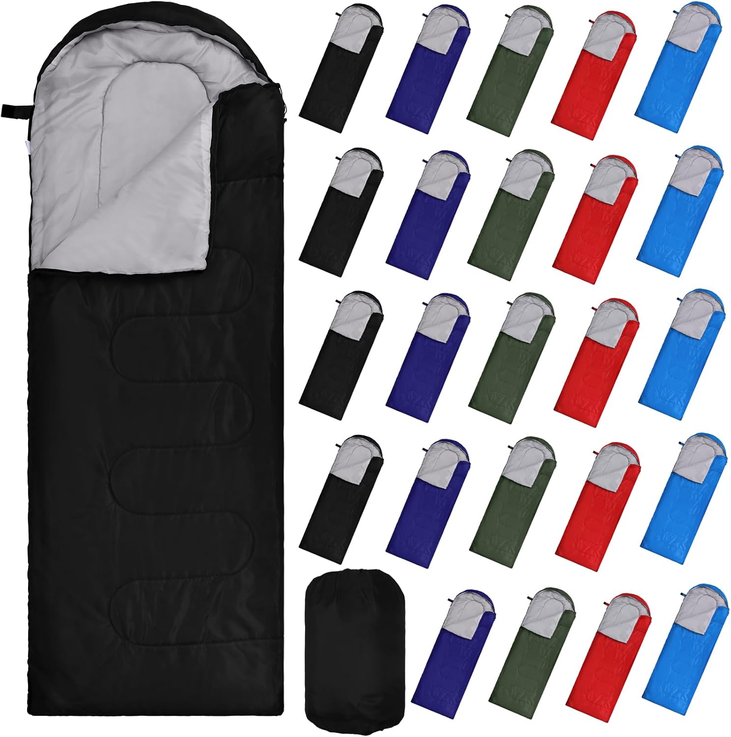 24 Pcs Sleeping Bags for Adults Bulk Lightweight Waterproof Backpacking Camping Sleeping Bag with Compression Sack, Portable Compact for Hunting Hiking Outdoor Camping Essential