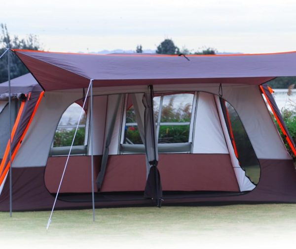 Extra Large Tent 10-12-14 Person(B),Family Cabin Tents,2 Rooms,3 Doors and 3 Windows with Mesh,Straight Wall,Waterproof,Double Layer,Big Tent for Outdoor,Picnic,Camping,Family Gathering