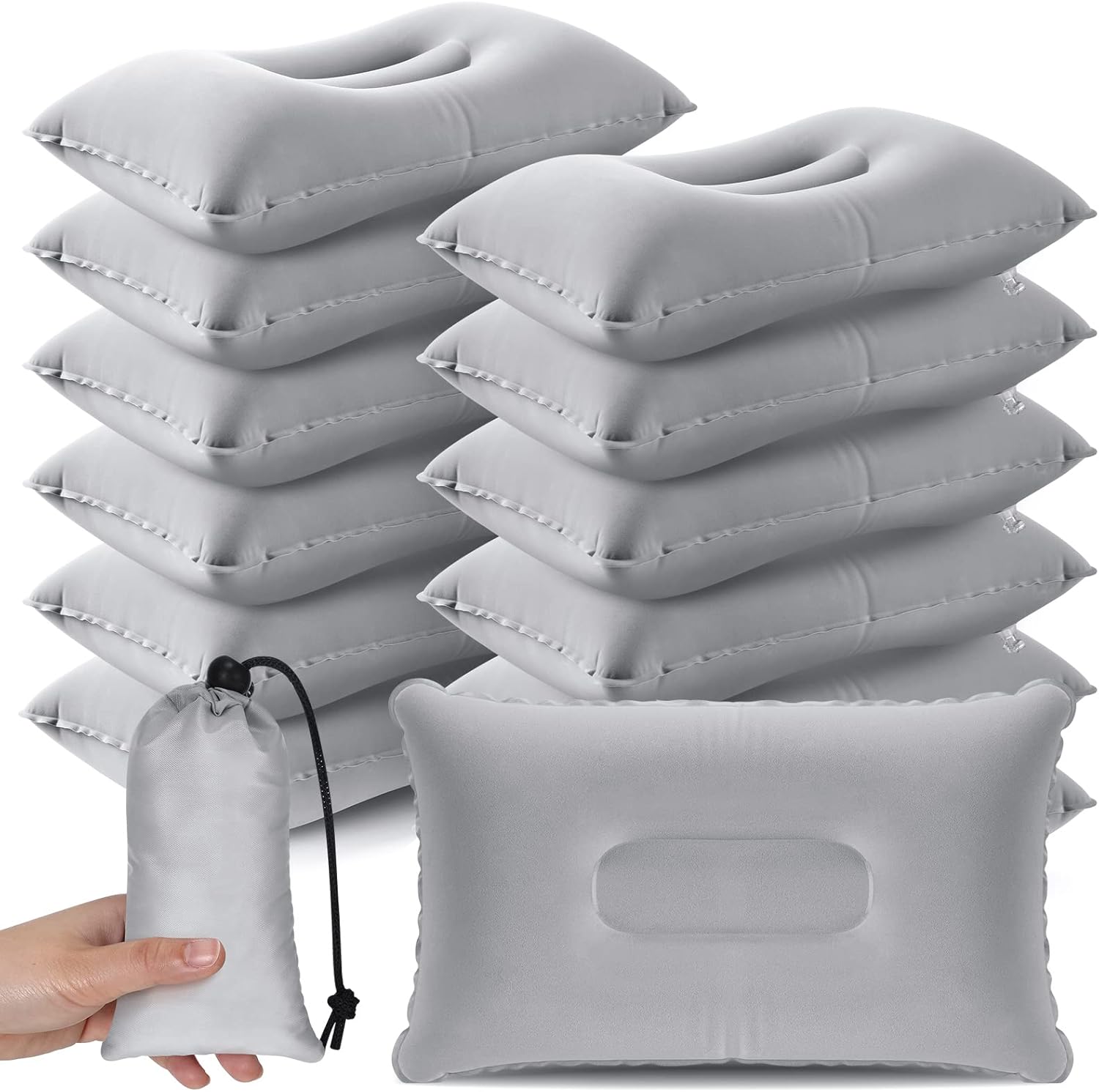 12 Pack Inflatable Camping Pillow with Storage Bags Ultralight Compressible Inflatable Pillow Blow up Compact Camping Travel Pillow for Backpacking Sleeping Summer Hiking Camp