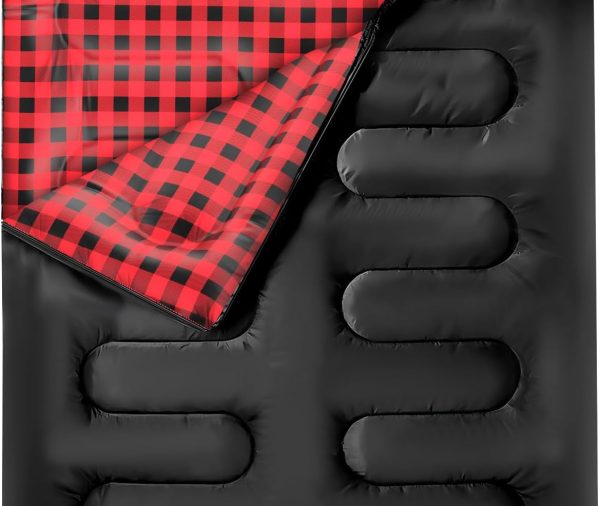 Double Sleeping Bags for Adults, Queen Size 2 Person All Season for Warm & Cold Weather | Fits Kids 10-12 (Girls & Boys) - Lightweight & Waterproof Camping Essentials for Hiking,