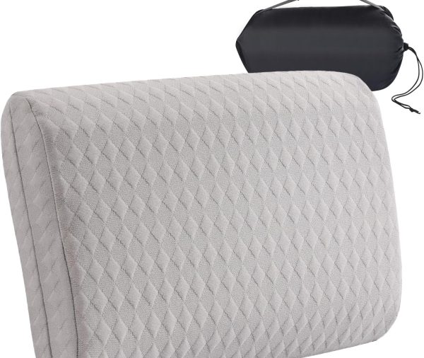 Travel Pillow with Washable Cover - Camping Essentials, Memory Foam Backpacking Pillow, Portable Pillow for Camping, Air Travel, Hiking, Beach, Hammock, Medium(Grey)