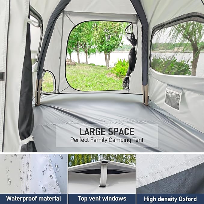 Easy Set up Inflatable Camping Tent 3-4 Person Glamping Outdoor Air Blow Up Tents, Waterproof Inflatable House Tent for Adults - Image 2