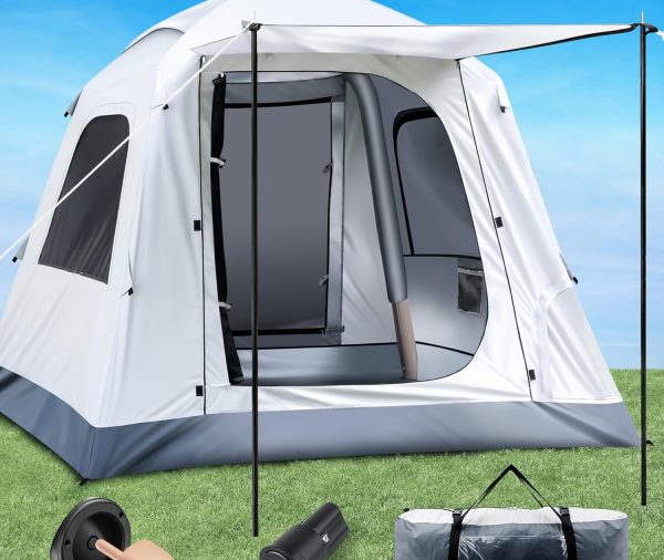 Easy Set up Inflatable Camping Tent 3-4 Person Glamping Outdoor Air Blow Up Tents, Waterproof Inflatable House Tent for Adults